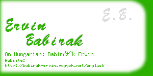 ervin babirak business card